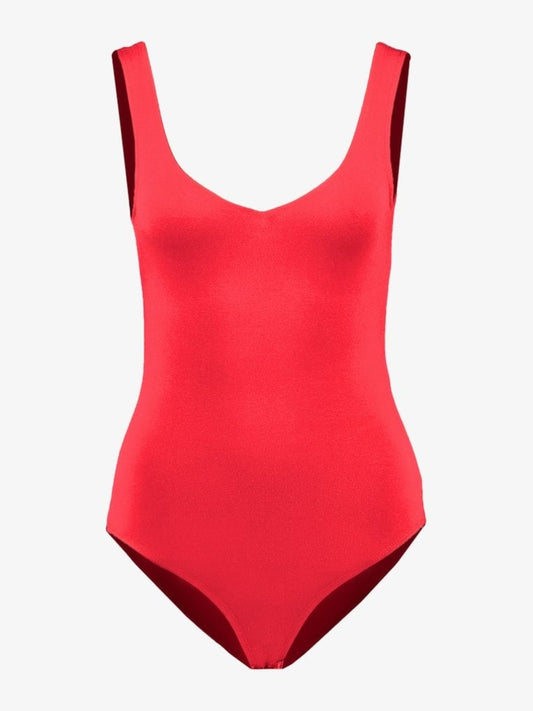 Red swim suit